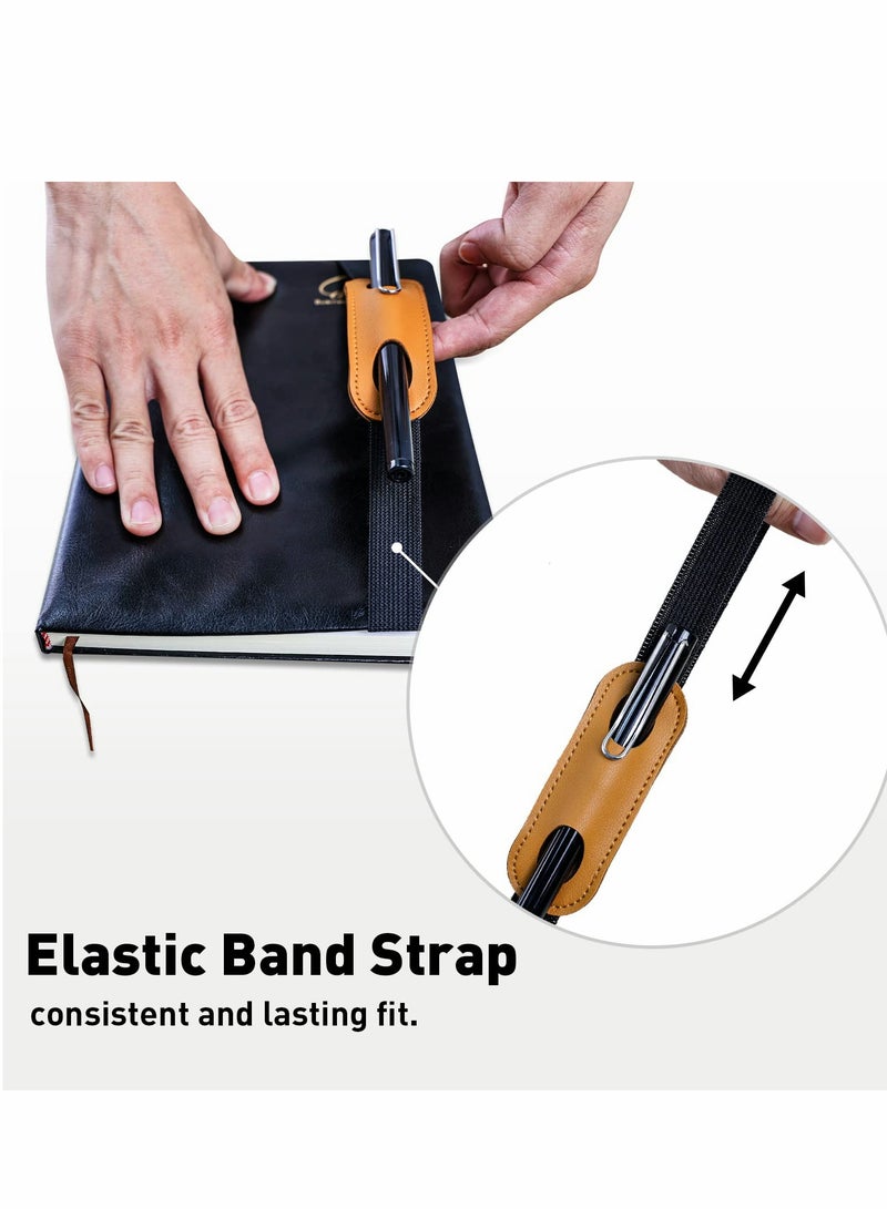 Excefore Leather Portable Elastic Pen Holder: Pencil pouch, Pencil Holder for Apple Pencil, Hardcover Journals, Notebooks, Happy Planner, Fits Notebooks from 7.5" to 11" in Height, Hold 1 Pen, 2-Pack  - Image 3