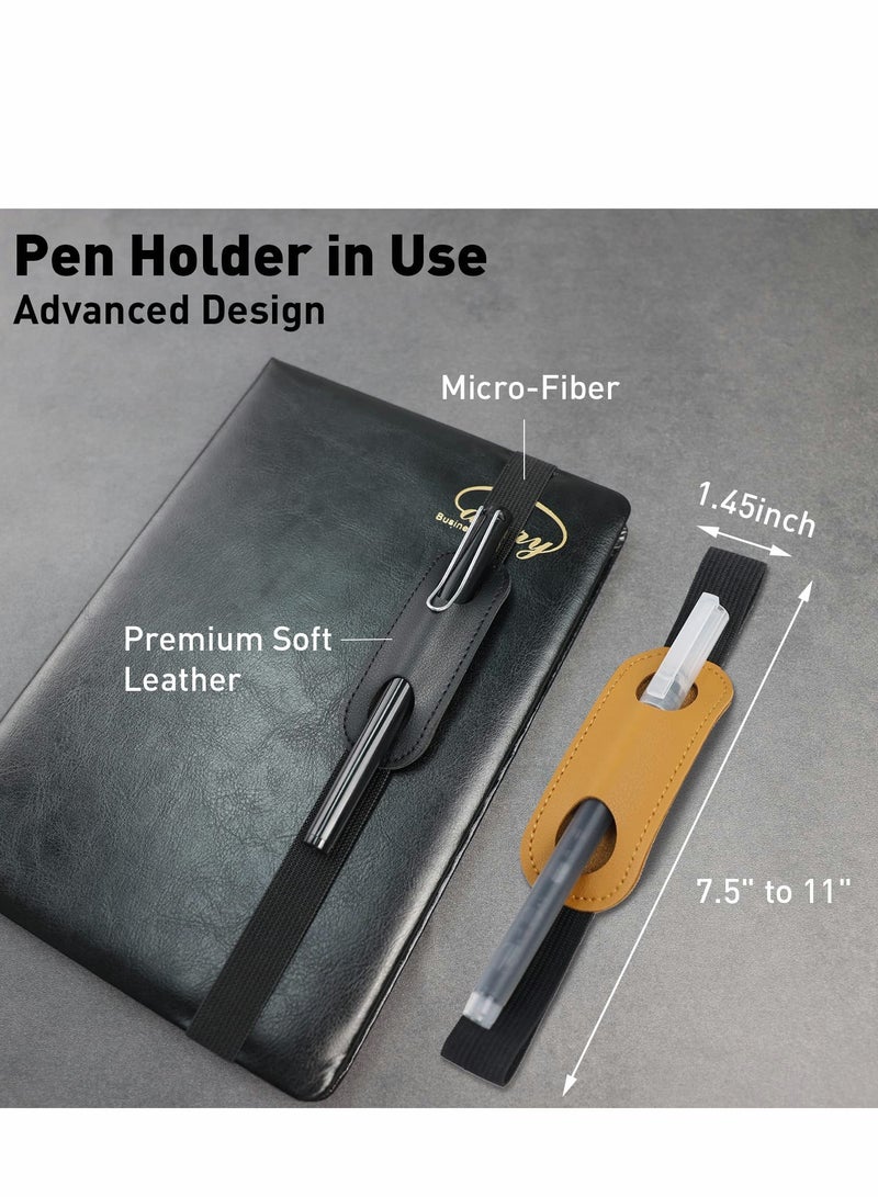Excefore Leather Portable Elastic Pen Holder: Pencil pouch, Pencil Holder for Apple Pencil, Hardcover Journals, Notebooks, Happy Planner, Fits Notebooks from 7.5" to 11" in Height, Hold 1 Pen, 2-Pack  - Image 2
