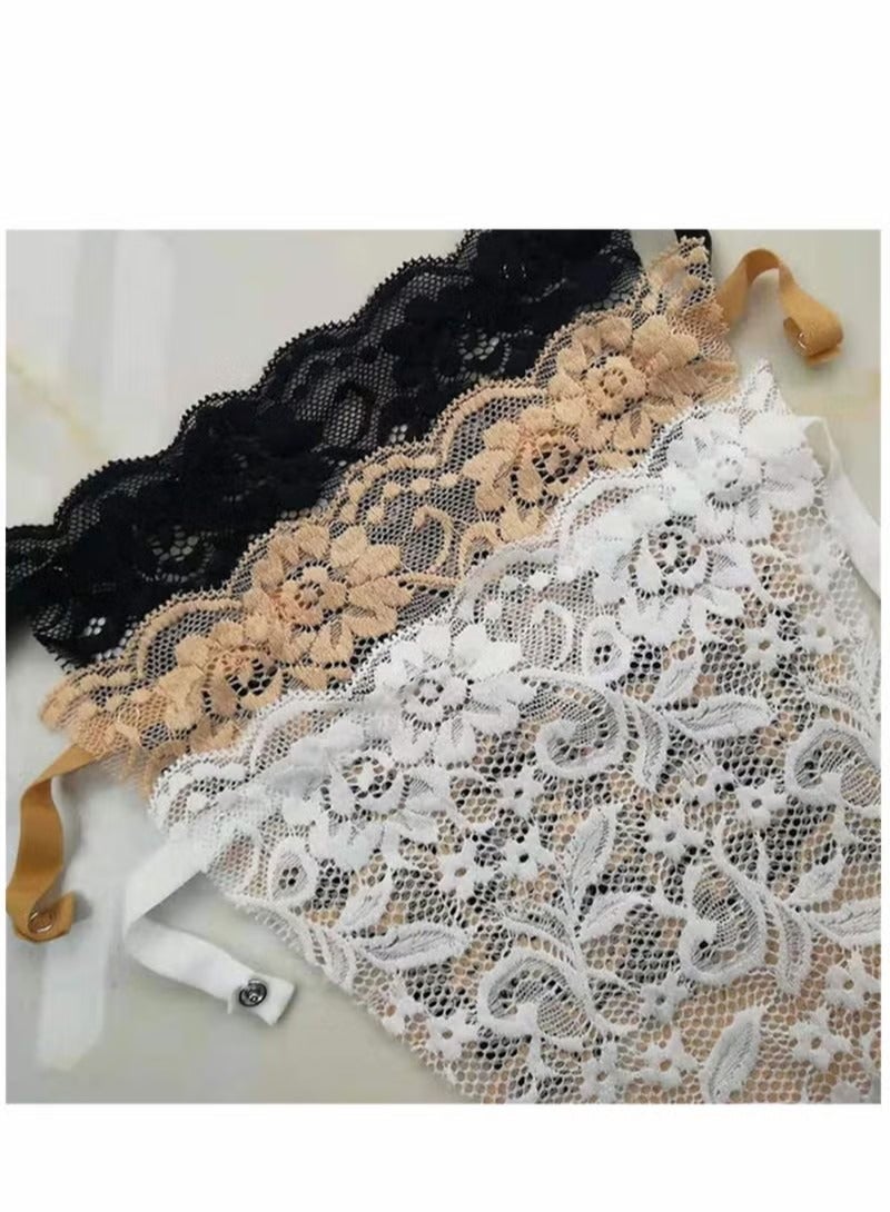 3pcs Lady Lace Clip on Mock Camisole, Overlay Modesty Panel Vest for Women - Image 2