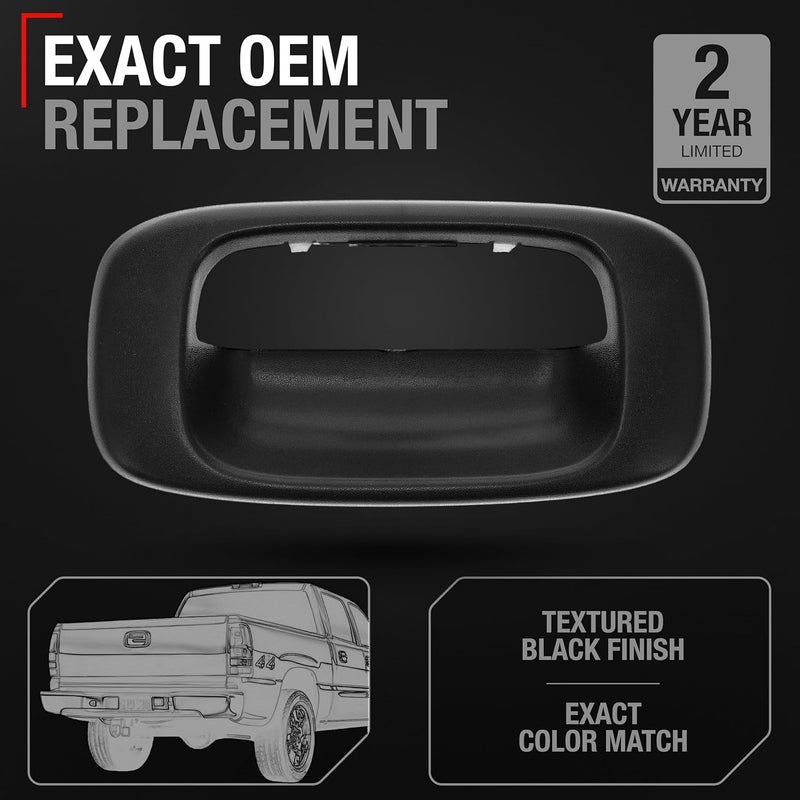 T1A Tailgate Handle Bezel w/Metal Clip - Compatible with 1999-2006 Chevrolet Silverado 1500 2500 3500; 99-06 GMC Sierra 1500 2500 3500 HD Classic - Textured Black - OEM 15228539, 76106, GM1916102 - Image 4