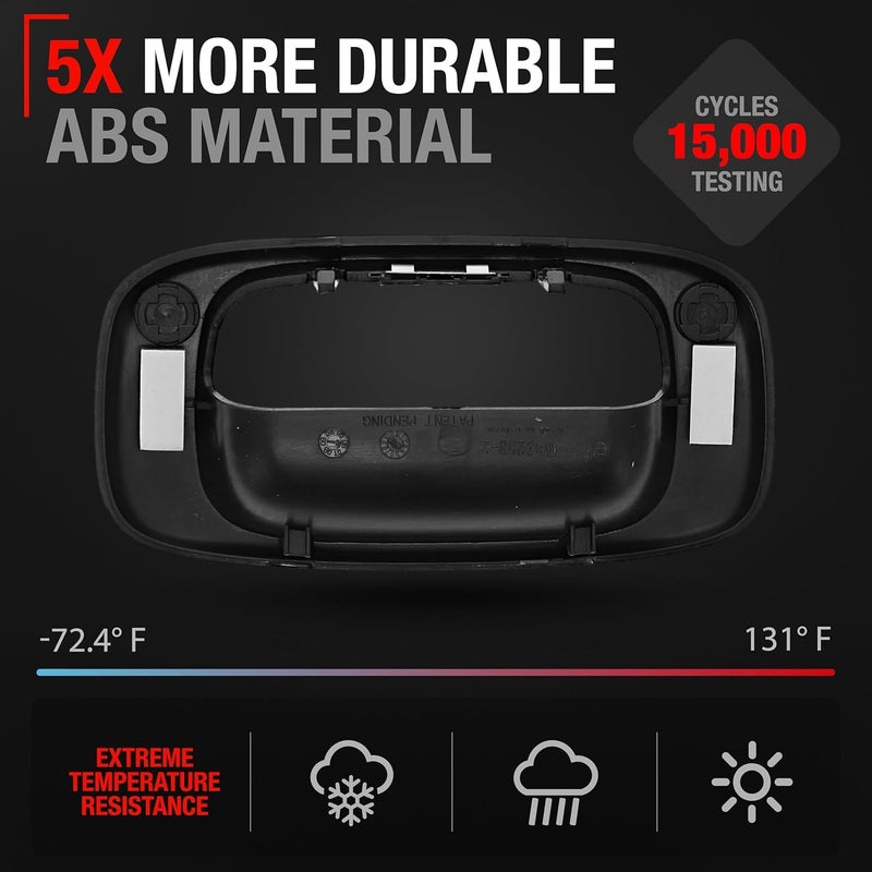 T1A Tailgate Handle Bezel w/Metal Clip - Compatible with 1999-2006 Chevrolet Silverado 1500 2500 3500; 99-06 GMC Sierra 1500 2500 3500 HD Classic - Textured Black - OEM 15228539, 76106, GM1916102 - Image 2