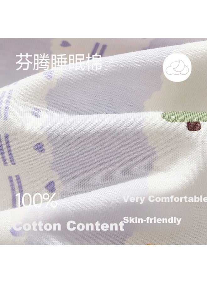 Fenton Fenteng Women's Summer New Cotton Thin Breathable Casual Home Pants Light Purple Striped XL - Image 3