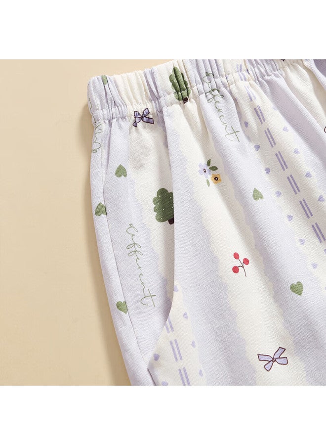 Fenton Fenteng Women's Summer New Cotton Thin Breathable Casual Home Pants Light Purple Striped XL - Image 5