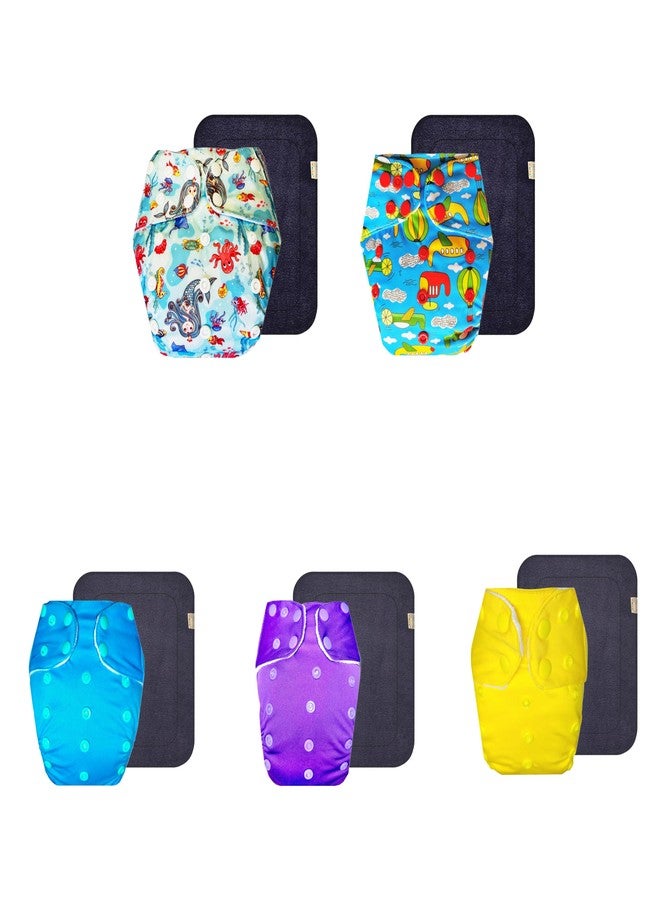 حفاضات قماشية فاخرة من دمبلدو مع حشوة رمادية (عبوة من 5) | ملائمة محكمة | وسادة ماصة من 6 طبقات | سريعة الجفاف | مثالية للأطفال الصغار | من 3 أشهر إلى 3 سنوات | للجنسين - Image 1