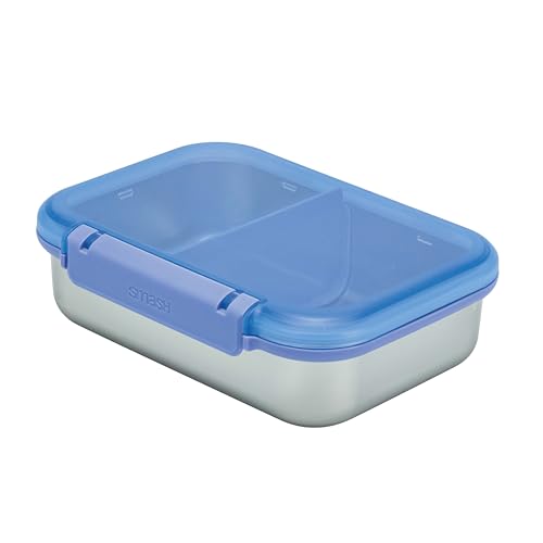 Smash 61oz / 1.8L Microwave Safe Stainless Steel Bento Box with Purple Hinged Lid – 2 Compartments with Movable Divider, Leak-Proof Clip Closure & Silicone Seal - Image 3
