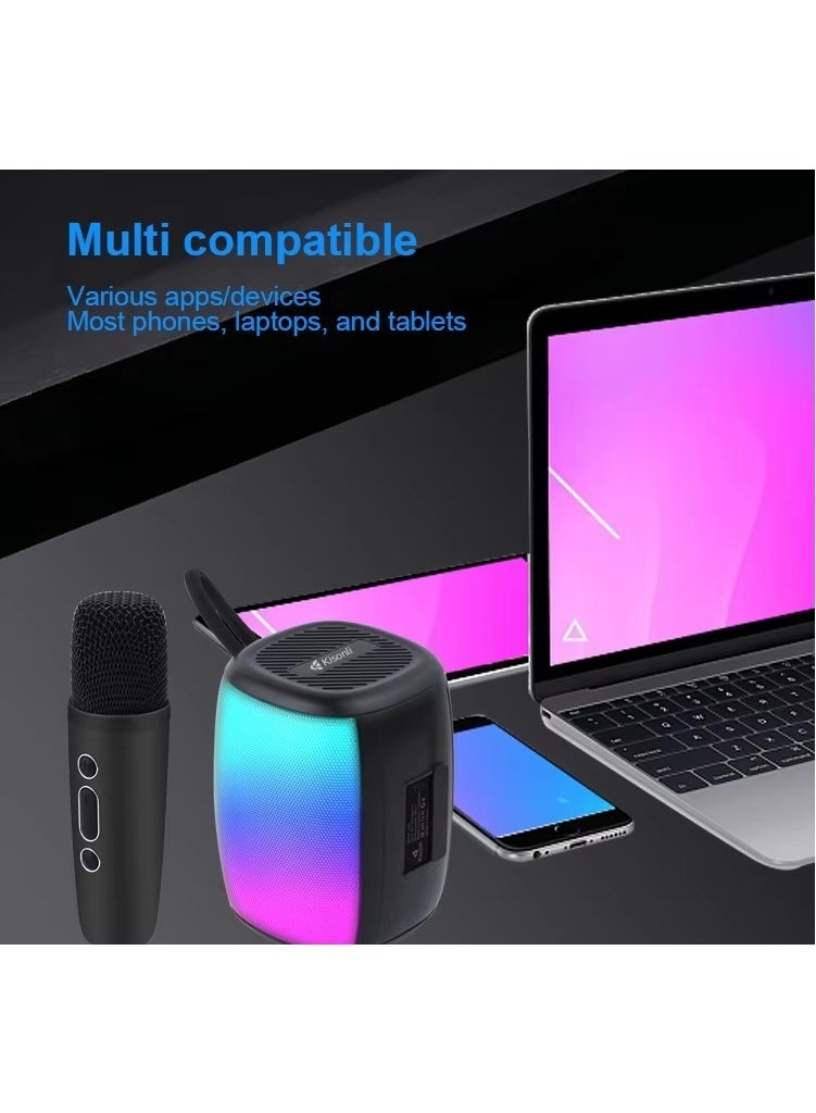 Kisonli G20 Portable Speaker with Microphone – RGB Lighting – 5W – 1200mAh Battery – Up to 5 Hours of Playback – Black - Image 3
