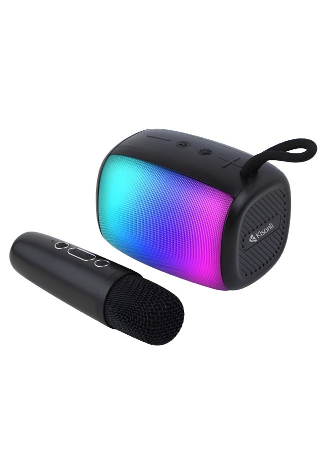 Kisonli G20 Portable Speaker with Microphone – RGB Lighting – 5W – 1200mAh Battery – Up to 5 Hours of Playback – Black - Image 2