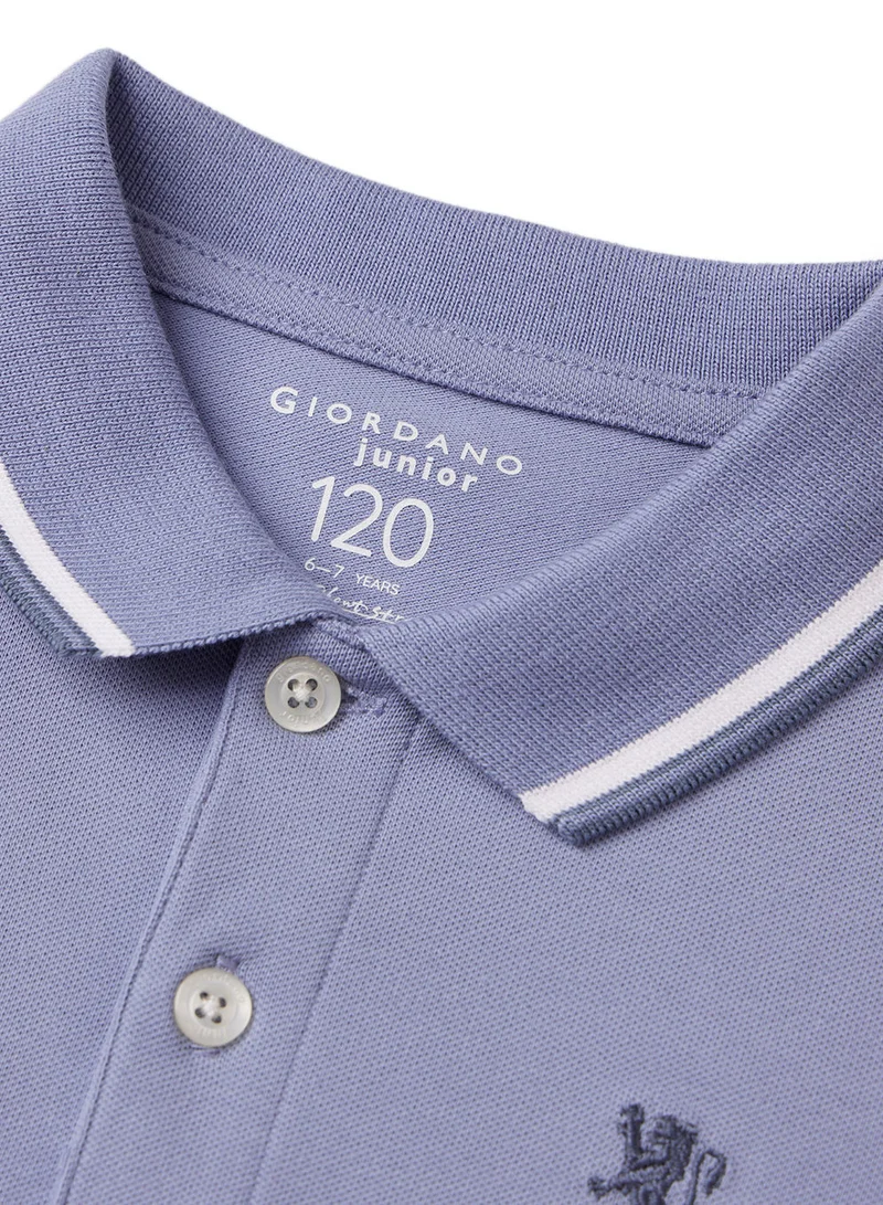 GIORDANO Junior's Slim Fit Cotton Pique Signature Embroidery Polo