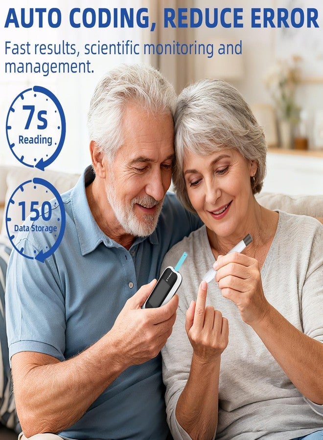 Metene S Blood Glucose Monitor Kit with 50 Glucometer Strips, 50 Lancets, 1 Blood Sugar Monitor, Diabetes Testing Kit with Control Solution, Lancing Device, No Coding, Glucometro Kit Completo - Image 3
