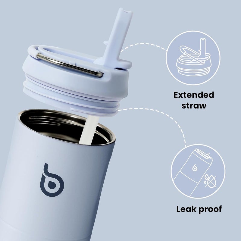 BOTTLE BOTTLE Insulated Water Bottle 24oz with Straw Lid and Handle for Sports Travel Gym Stainless Steel Water Bottles Double-Wall Vacuum Metal Bottles Leak Proof BPA-Free (baby blue) - Image 3