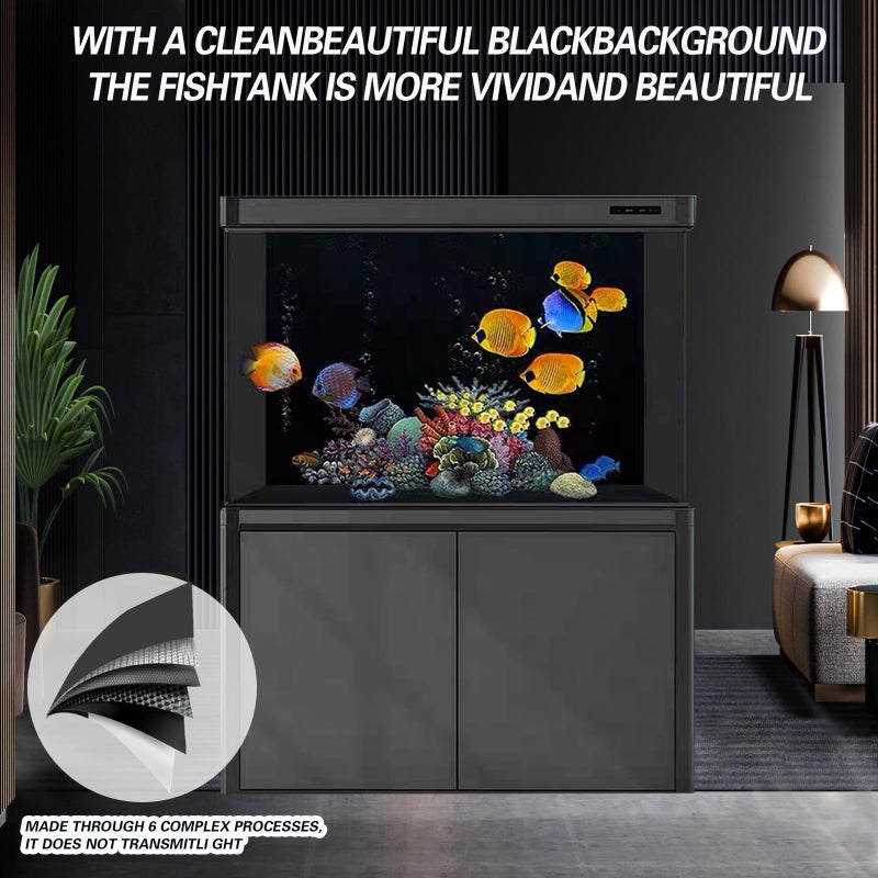 CICK SEED Fish Tank Aquarium Background - Black, Electrostatic Adhesion, Glue-Free, Easy Installation, Traceless Removal, Size 11.8 X 39 Inch - Image 2