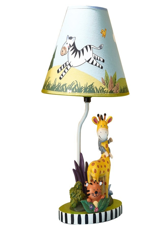 Fantasy Fields Sunny Safari Animals Thematic Kids Table Lamp Imagination Inspiring Hand Painted Details & Lead Free Water Based Paint for Kid's Bedroom Giraffe & Monkey,Multicolor, TD-0038A - Image 1