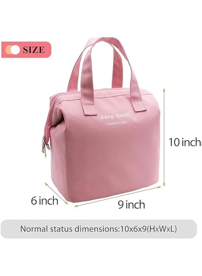 HOOKOR Insulated Lunch Bag Simple Bento Cooler Bag Lunch Tote Bag for Lunch Box for Women Men Adult Picnic Working Hiking Beach (Pink) - Image 4