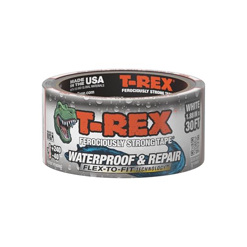T-Rex Flexible Waterproof Tape - Heavy Duty Adhesive Waterproofing Tape for Repair, Leaks, Roof Patches - Extreme Weather & UV Resistance - White, 1.88" x 30 ft. (Pack of 1) - Image 1
