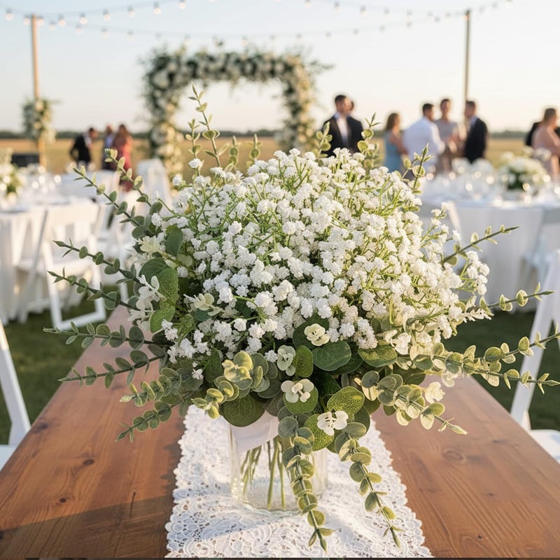 WONICE 240 Pcs 5 Mixed Eucalyptus Greenery Stems Artificial Baby Breath Flowers Bulk Eucalyptus Leaves Bundle Faux for DIY Wedding Decoration Bouquets Home Arrangement Floral Vase Decor - Image 4