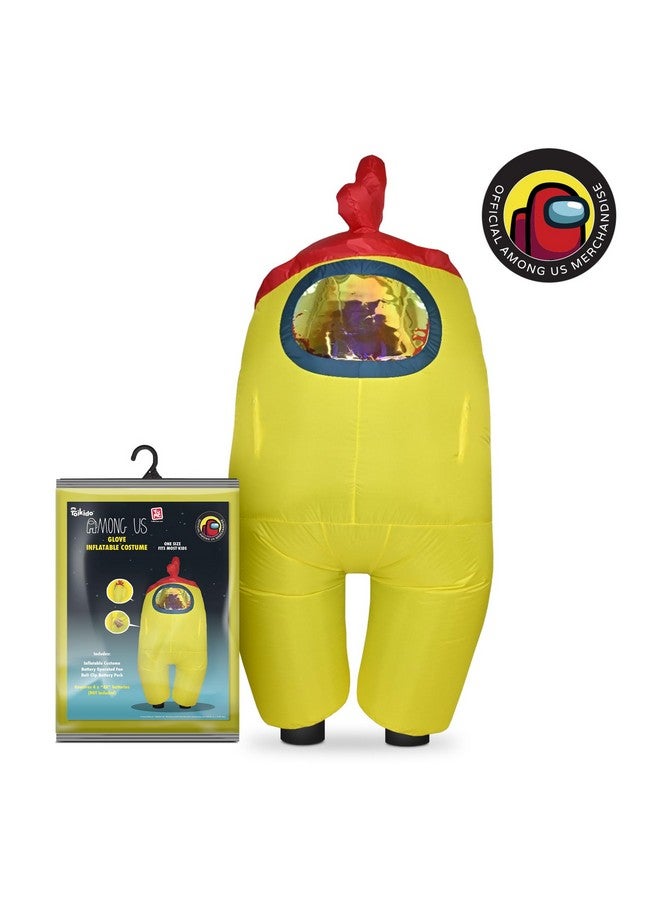 YuMe Official Among Us Toikido Toys Inflatable Kids Halloween Cosplay Costume for Children Crewmate - Yellow with You Glove to See it Hat - Image 2
