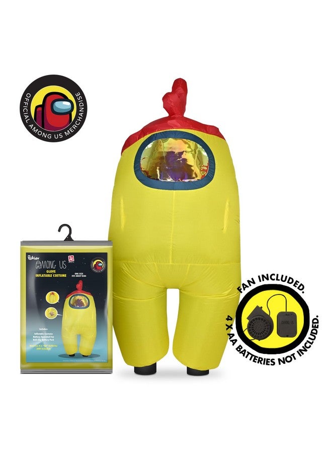 YuMe Official Among Us Toikido Toys Inflatable Kids Halloween Cosplay Costume for Children Crewmate - Yellow with You Glove to See it Hat - Image 3