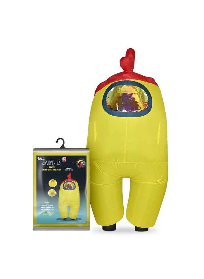 YuMe Official Among Us Toikido Toys Inflatable Kids Halloween Cosplay Costume for Children Crewmate - Yellow with You Glove to See it Hat - Image 1
