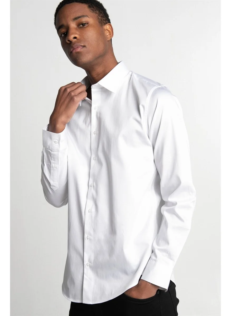 Tudors Slim Fit Cotton Satin Premium Men's Shirt