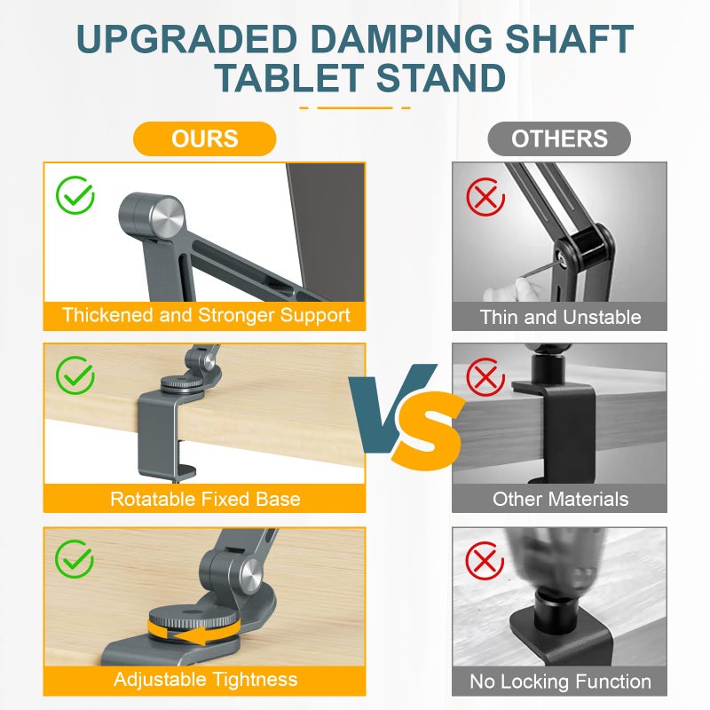 Houele Tablet Stand Holder, Adjustable Foldable Tablet Arm iPad Desk Mount with 360Â°Rotate Base, Phone Holder iPad Stand for Desk and Bed, Compatible with Tablets, Phones or Other 4-15.6" Device - Image 5