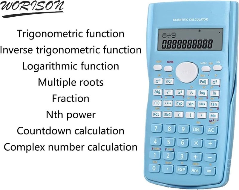 Worison RZ-82MS pro Scientific Calculators with 240 Multi-Functional Calculator 2 Lines LCD Display Ideal for Teachers College Students School Office Portable to Carry (Blue) - Image 3