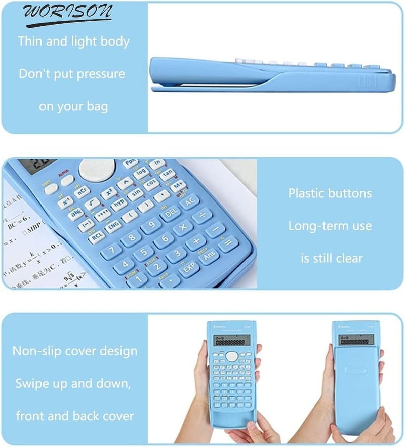 Worison RZ-82MS pro Scientific Calculators with 240 Multi-Functional Calculator 2 Lines LCD Display Ideal for Teachers College Students School Office Portable to Carry (Blue) - Image 5