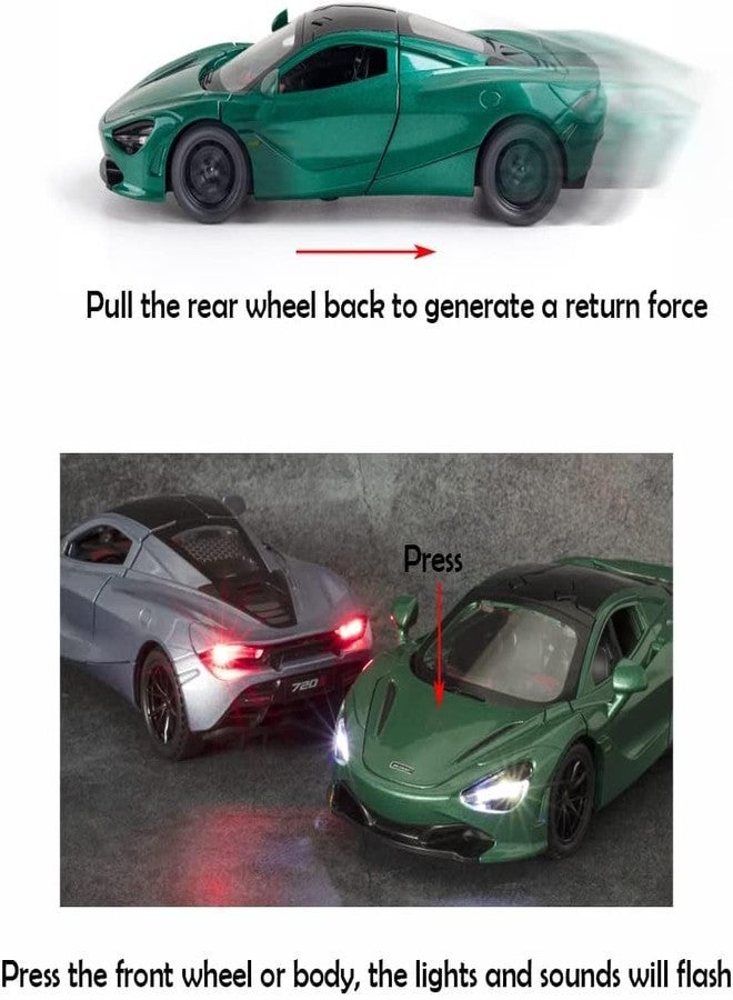 Sky Tech® McLaren 720s Model Car Sports Car 1:32 Exclusive Alloy Metal Pull Back Die-cast Diecast Metal Pullback Toy car with Openable Doors & Light Music Gifts Toys for Kids【Colors as Per Stock】 - Image 4