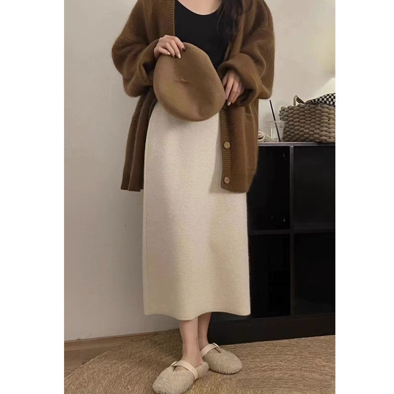 Gentle Soft Glutinous Wool Skirt Women'S Woolen Skirt Thickened Knitted Skirt High-Grade Straight One-Step Skirt - Image 3