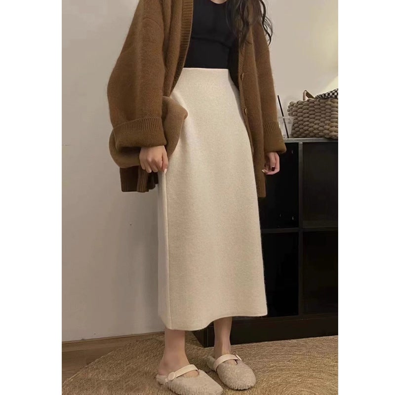 Gentle Soft Glutinous Wool Skirt Women'S Woolen Skirt Thickened Knitted Skirt High-Grade Straight One-Step Skirt - Image 2