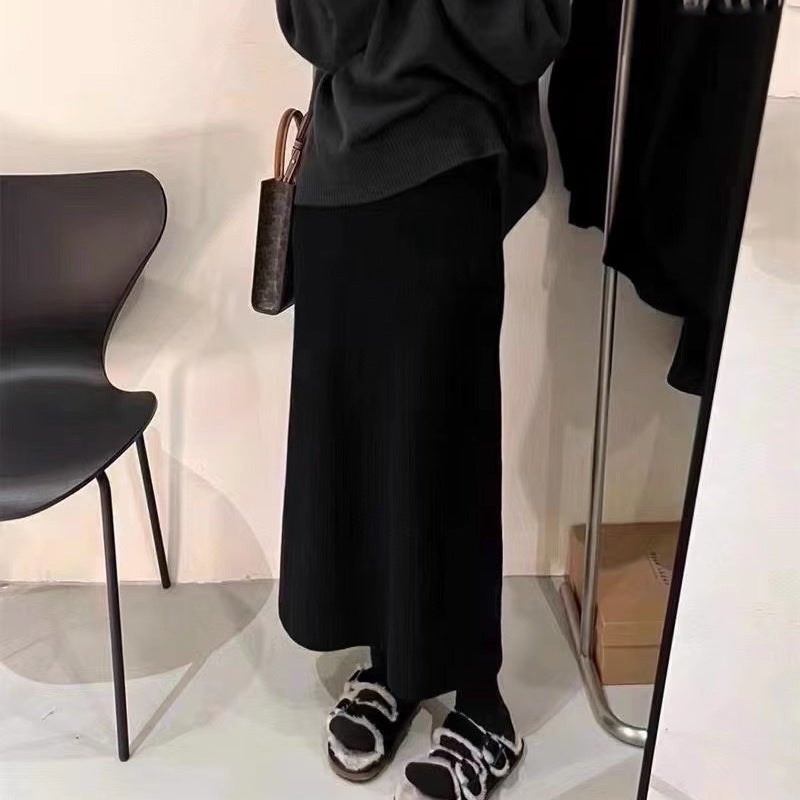 Gentle Soft Glutinous Wool Skirt Women'S Woolen Skirt Thickened Knitted Skirt High-Grade Straight One-Step Skirt - Image 1