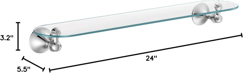 MOEN DN7790CH Lounge 24-Inch Wide x 5-Inch Deep Decorative Glass Bathroom Vanity Shelf, Chrome - Image 2