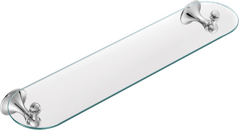 MOEN DN7790CH Lounge 24-Inch Wide x 5-Inch Deep Decorative Glass Bathroom Vanity Shelf, Chrome - Image 1