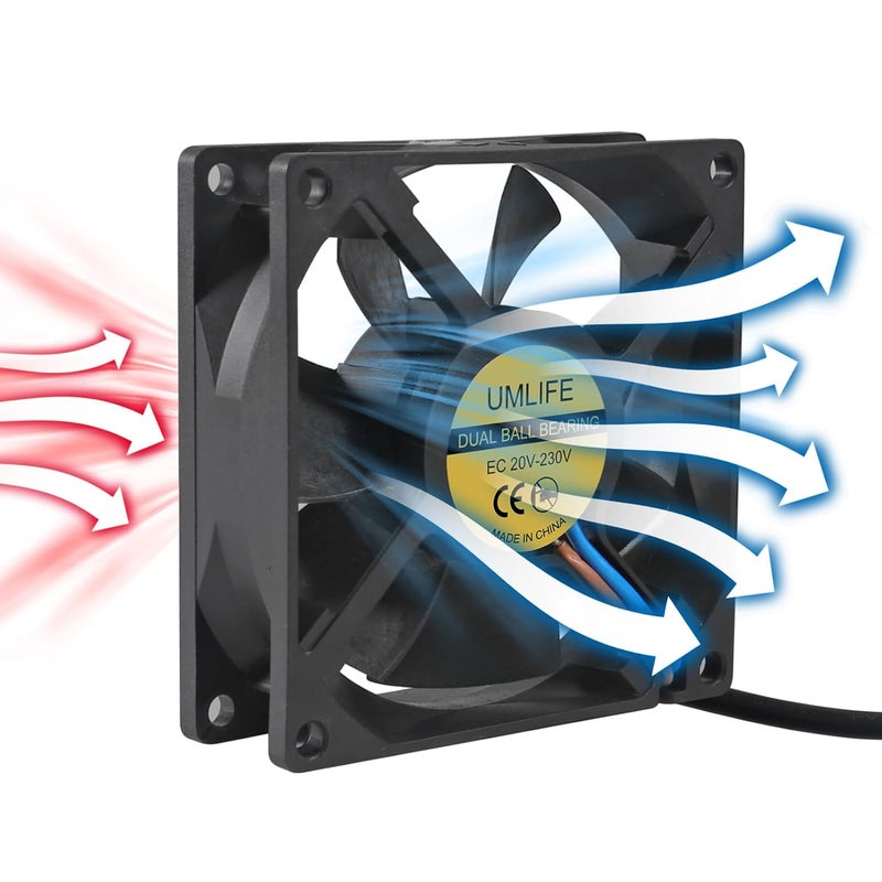 UMLIFE مروحة محورية EC 2PACK 80 مم × 25 مم AC 110V 115V 120V 220V 240V عالية السرعة ذات محامل كروية مزدوجة لسطح المكتب - Image 5