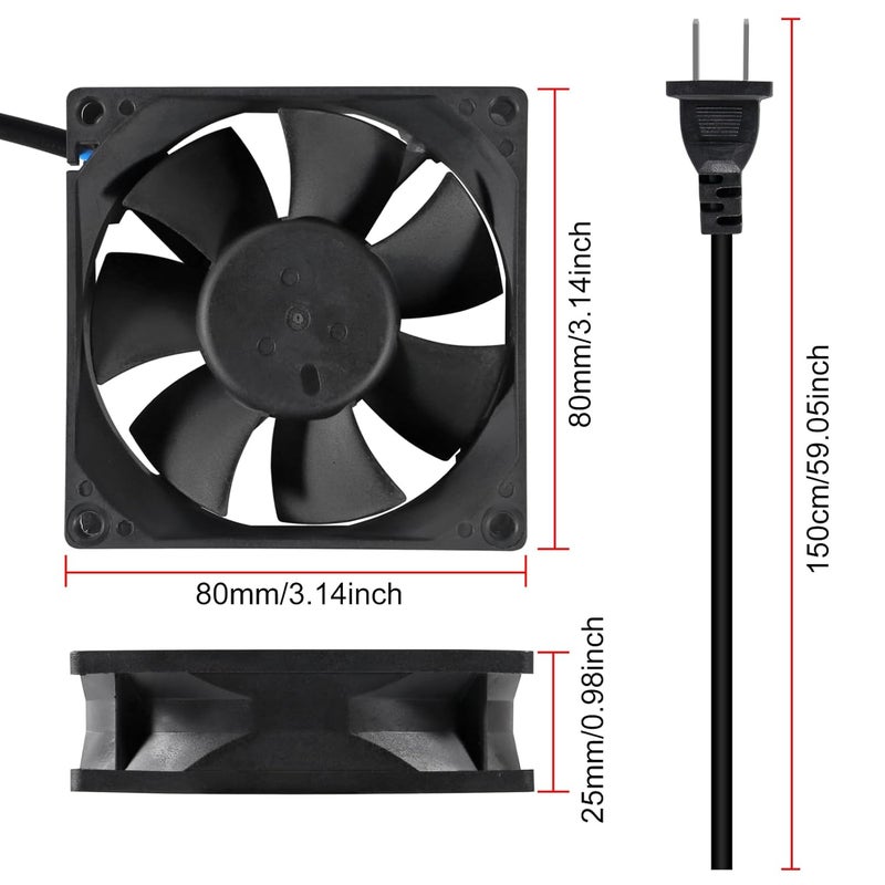 UMLIFE مروحة محورية EC 2PACK 80 مم × 25 مم AC 110V 115V 120V 220V 240V عالية السرعة ذات محامل كروية مزدوجة لسطح المكتب - Image 3