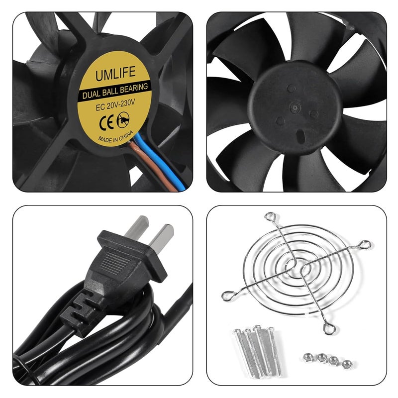 UMLIFE مروحة محورية EC 2PACK 80 مم × 25 مم AC 110V 115V 120V 220V 240V عالية السرعة ذات محامل كروية مزدوجة لسطح المكتب - Image 4