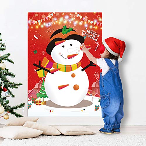 Fowecelt Pin The Nose On The Snowman Christmas Party Games for Kids Xmas Holiday New Year Game Favors Birthday Party Supplies - 80 Nose Stickers - Image 3