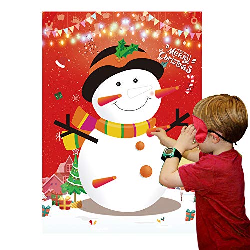 Fowecelt Pin The Nose On The Snowman Christmas Party Games for Kids Xmas Holiday New Year Game Favors Birthday Party Supplies - 80 Nose Stickers - Image 5