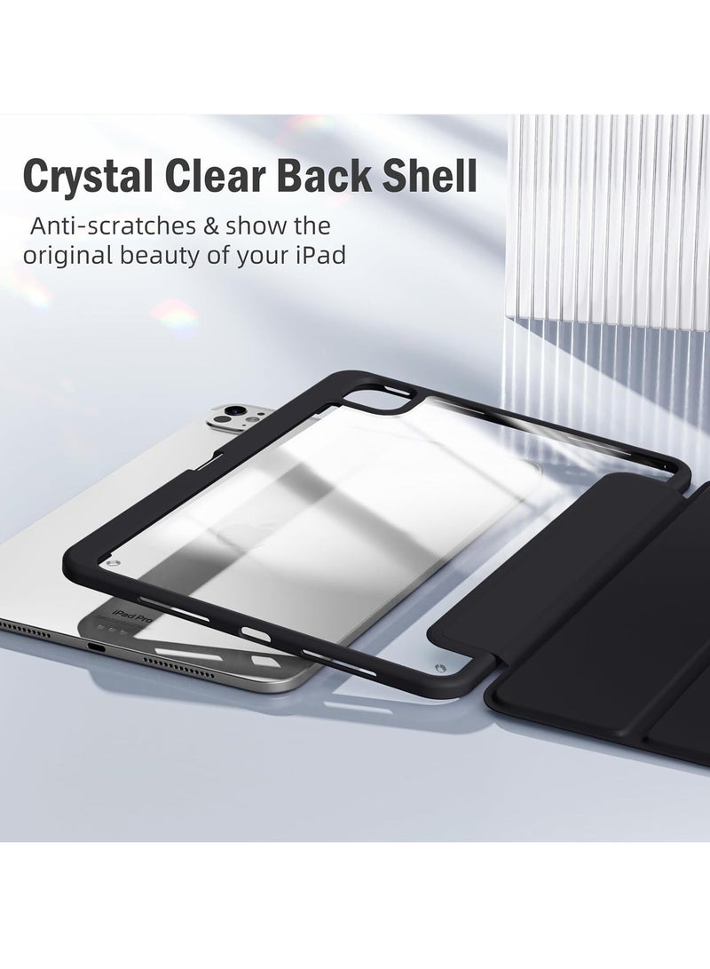 DUSALA 2 in 1 Case for Case for iPad Pro 11 inch (M4) 2024 with Pencil Holder, Slim Stand Protective Cover with Clear Transparent Back Shell for iPad Pro 11 inch Tablet, Support Auto Wake/Sleep With Tempered Glass - Image 3