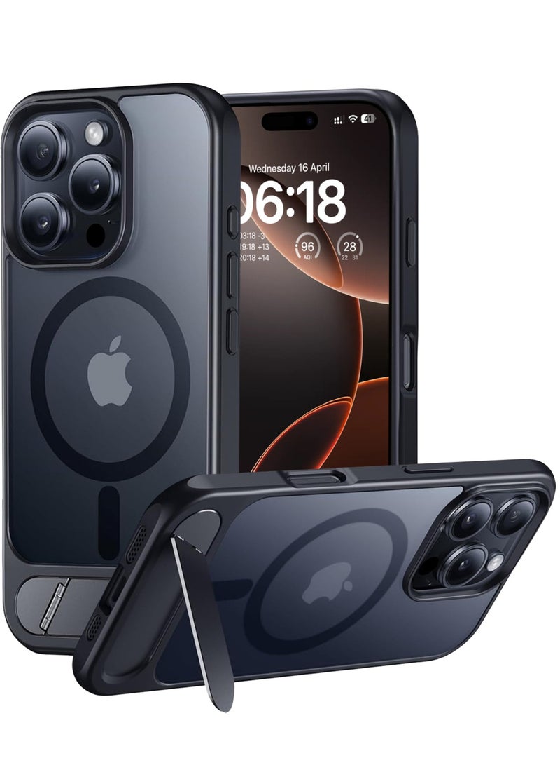 ايليجو جراب لموبايل ايفون 16 برو من، متوافق مع ماج سيف، غطاء مغناطيسي مع حامل غير مرئي، جراب حماية ضد الصدمات، جراب خلفي بمسند غير لامع لموبايل ابل 16 برو 6.3 بوصة (2024) (اسود) - Image 1