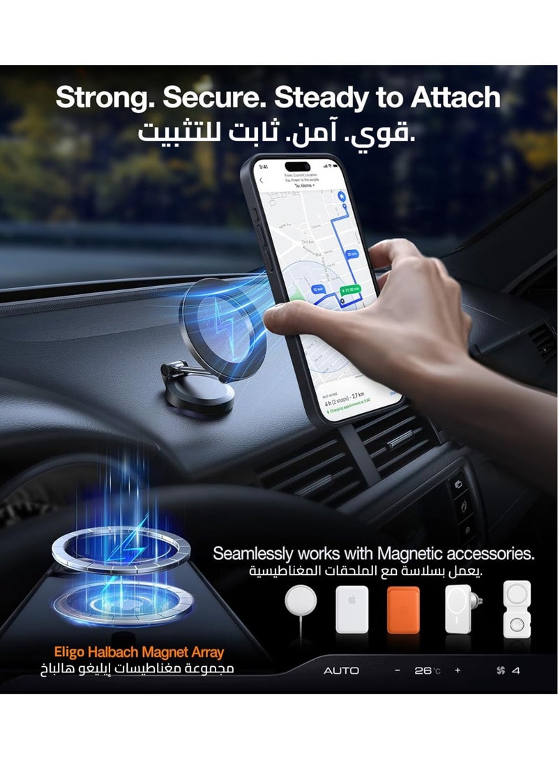 ايليجو جراب لموبايل ايفون 16 برو من، متوافق مع ماج سيف، غطاء مغناطيسي مع حامل غير مرئي، جراب حماية ضد الصدمات، جراب خلفي بمسند غير لامع لموبايل ابل 16 برو 6.3 بوصة (2024) (اسود) - Image 4