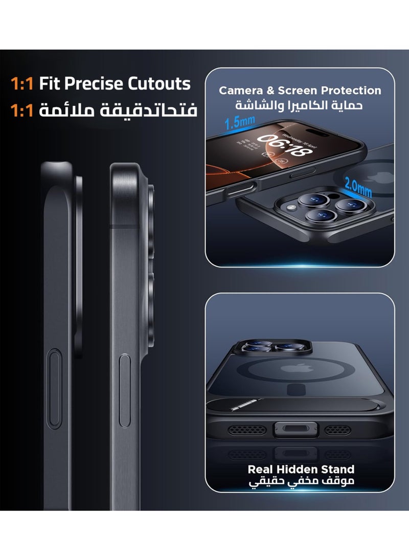 ايليجو جراب لموبايل ايفون 16 برو من، متوافق مع ماج سيف، غطاء مغناطيسي مع حامل غير مرئي، جراب حماية ضد الصدمات، جراب خلفي بمسند غير لامع لموبايل ابل 16 برو 6.3 بوصة (2024) (اسود) - Image 5