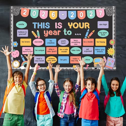 Polaxium This is Your Year Bulletin Board Set Classroom Decoration Welcome Back to School Composition Bulletin Board Inspirational Cutout for School Office Chalkboard Wall Learning Activities Decor - Image 4
