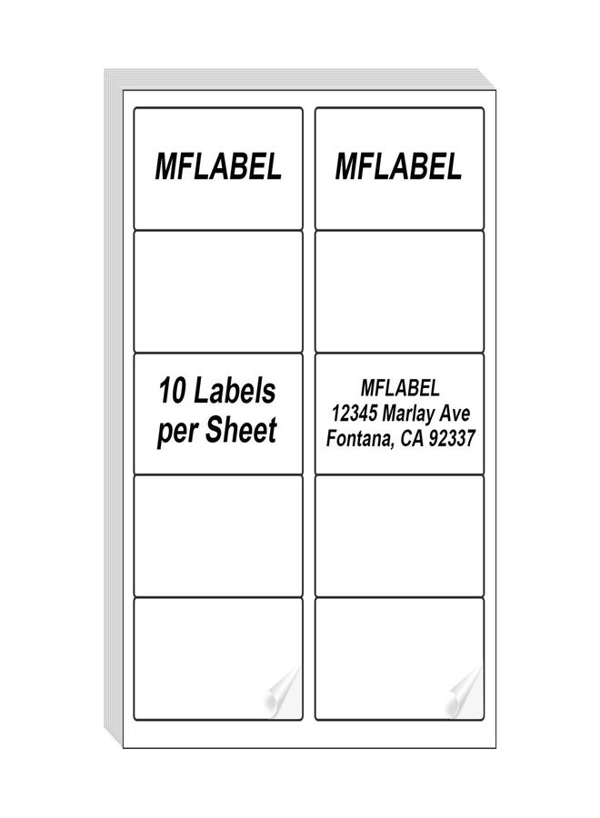 مفلابيل ملصقات شحن MFLABEL مقاس 2 بوصة × 4 بوصة - 1000 ملصق عنوان أبيض غير لامع ممتاز لطابعات FBA والليزر والحبر (100 ورقة، 10/ورقة) + ملصقات قابلة للكسر مجانية! - Image 1