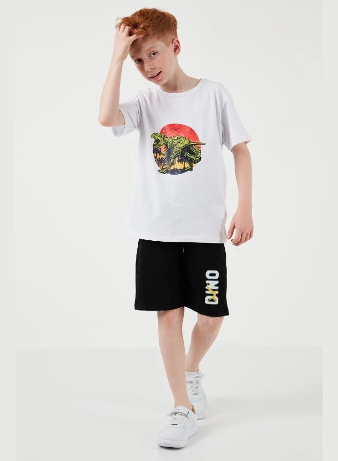 Lela Lela Cotton Regular Fit Crew Neck Shorts Bottom-Top Set Boy SET 6212017