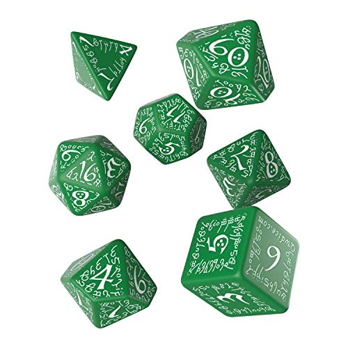 Q WORKSHOP Q-Workshop Elvish Dice Green and White - Set of 7 Dice - Image 1