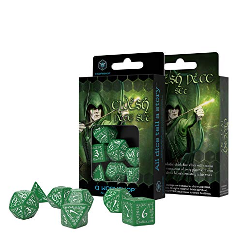 Q WORKSHOP Q-Workshop Elvish Dice Green and White - Set of 7 Dice - Image 2