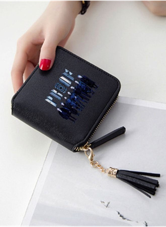 NIBEMINENT - BTS new album Proof tassel purse wallet for women black - Image 1