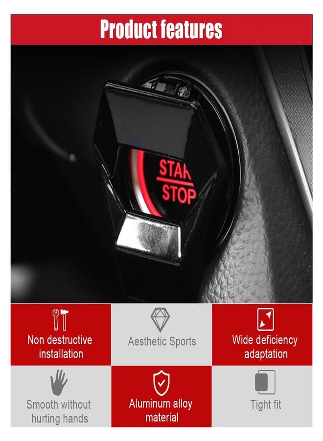 GLSOWEE Engine Start/Stop Button Cover, Zinc Alloy Push Button Start Cover Power Control Trim, Universal Key Ignition Switch Protective Cover for Cars, SUVs (Black) - Image 3