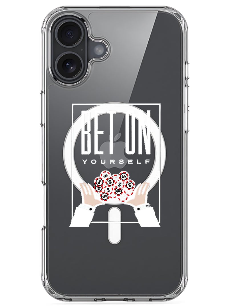 Theodor Magnetic Case for Apple iPhone 17 Compatible with MagSafe Wireless Charging, Shockproof Phone Bumper Cover - Bet on yourself - White - Image 1