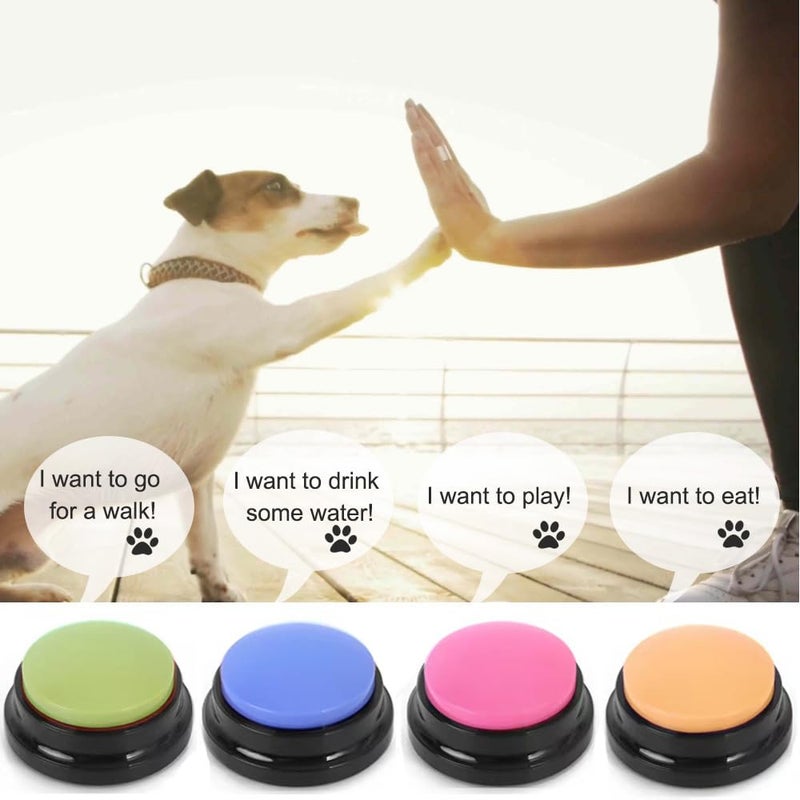 4 Color Voice Recording Button, Dog Buttons for Communication Pet Training Buzzer, 30 Second Record & Playback, Funny Gift for Study Office Home (Purple, Green, Yellow, Pink) - Image 5